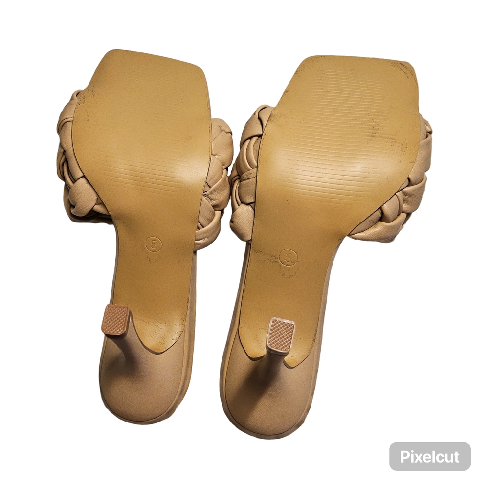 Preloved Size 5 Tan Braided open toe Heels - Picture 6 of 9